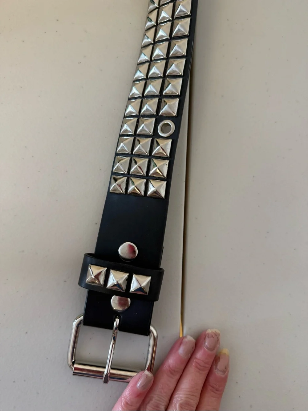 Hot Topic Black Silver Pyramid Studded Belt Size 28 Punk Emo Goth Y2K